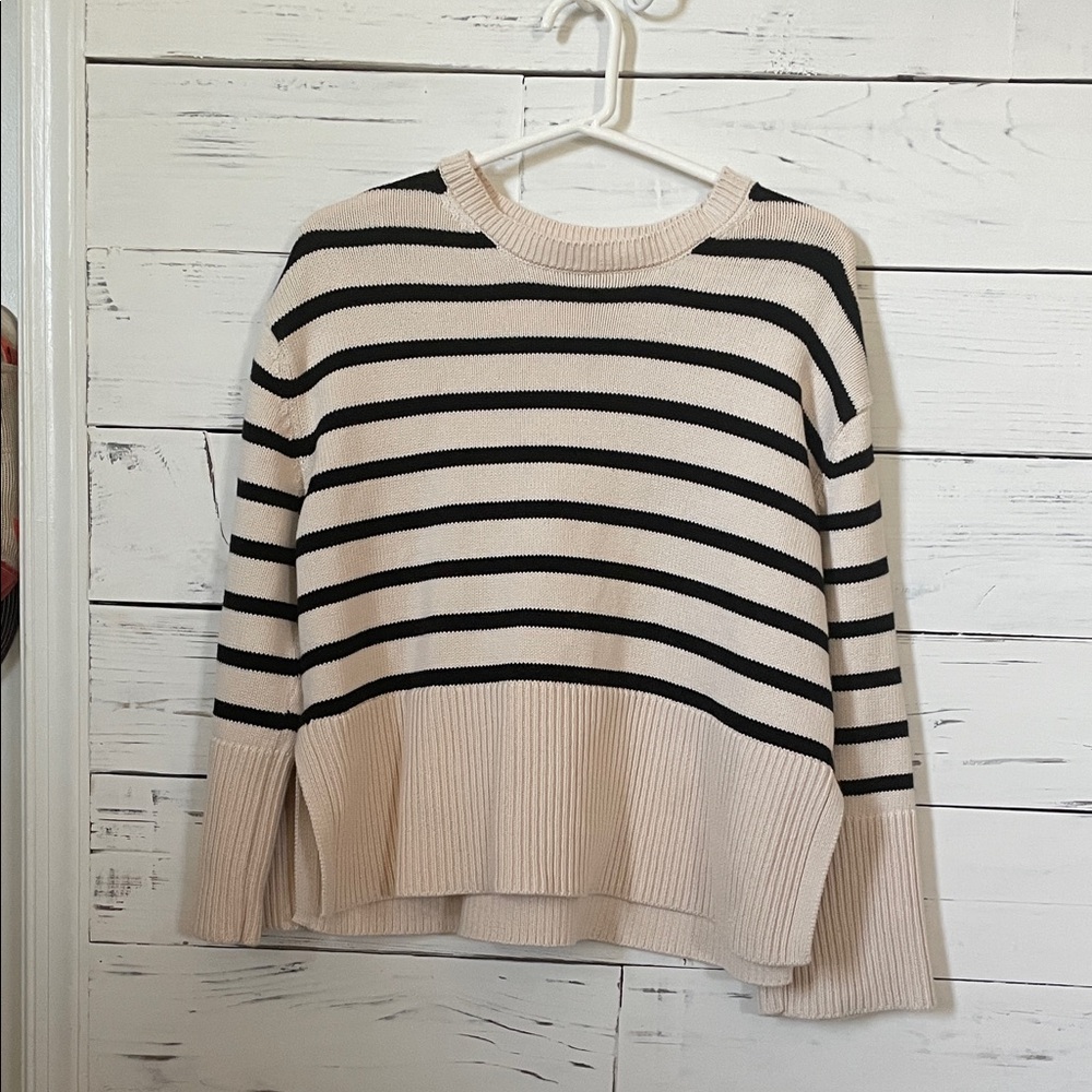 Gap Striped Cream and Black Sweater